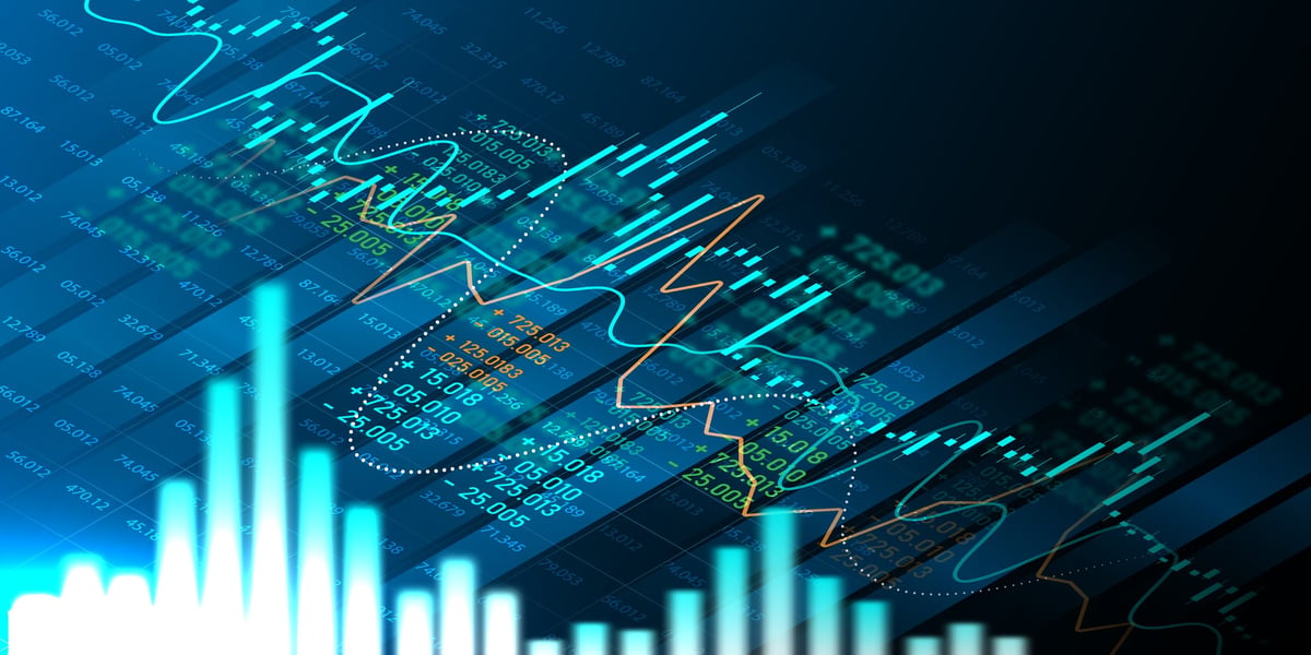 Technology background image graph displaying analytical data about stock trading